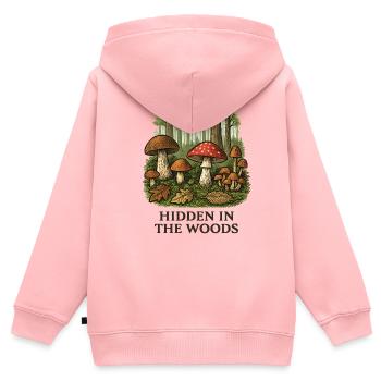 Versteckte Waldpilze Szenerie - Kinder Premium Organic Zip Hoodie - Rosa - Hinten - AI Model Kid Female (0cm)