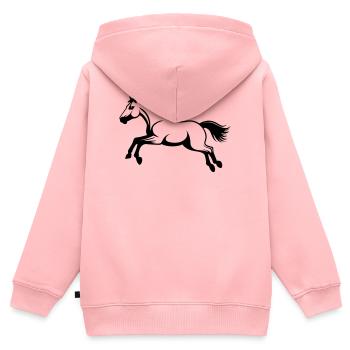 Pferdestil-Sprung - Kinder Premium Organic Zip Hoodie - Rosa - Hinten - AI Model Kid Female (0cm)