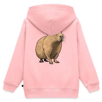 Nature Tones Capybara Illustration - Kids Premium Organic Zip-up Hoodie - rose - Back - AI Model Kid Female (0cm)