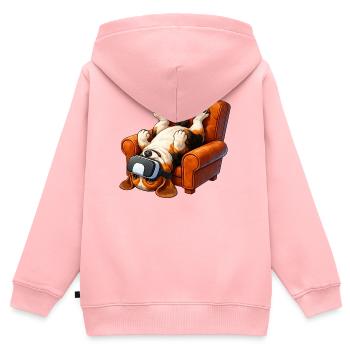 Mops VR Gamer Sessel Cartoon - Kinder Premium Organic Zip Hoodie - Rosa - Hinten - AI Model Kid Female (0cm)