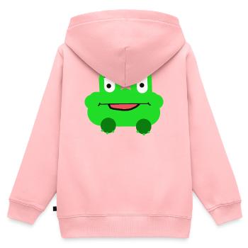 Frosch Kinder Kind fröhlich  - Kinder Premium Organic Zip Hoodie - Rosa - Hinten - AI Model Kid Female (0cm)