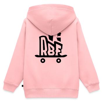 Rollbrett Fabrik Logo schwarz - Kinder Premium Organic Zip Hoodie - Rosa - Hinten - AI Model Kid Female (0cm)