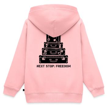 Voyage de la Liberté dans la Pile de Valses - Sweat Premium à capuche zippé enfant bio - rose - Dos - AI Model Kid Female (0cm)