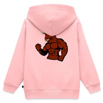 Taureau musclé Taureau - Sweat Premium à capuche zippé enfant bio - rose - Dos - AI Model Kid Female (0cm)