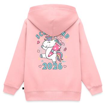 Idée de cadeau pour filles d’inscription scolaire en 2026 - Sweat Premium à capuche zippé enfant bio - rose - Dos - AI Model Kid Female (0cm)