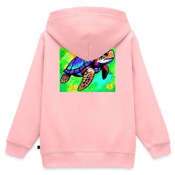 Schildkröte - Kinder Premium Organic Zip Hoodie - Rosa - Hinten - AI Model Kid Female (0cm)
