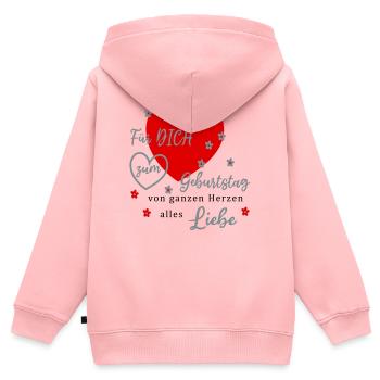Für DICH zum Geburtstag Liebe - Kinder Premium Organic Zip Hoodie - Rosa - Hinten - AI Model Kid Female (0cm)