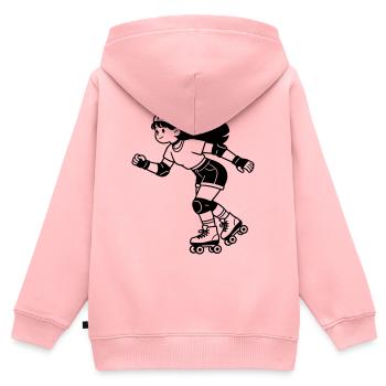 Rollschuhe - Kinder Premium Organic Zip Hoodie - Rosa - Hinten - AI Model Kid Female (0cm)