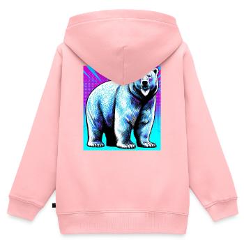 ours blanc - Sweat Premium à capuche zippé enfant bio - rose - Dos - AI Model Kid Female (0cm)