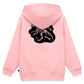 Os de dinosaure - Sweat Premium à capuche zippé enfant bio - rose - Dos - AI Model Kid Female (0cm)