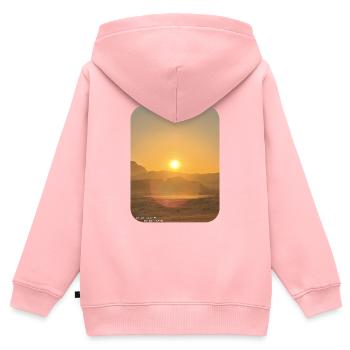 Wüstensonne am Horizont - Kinder Premium Organic Zip Hoodie - Rosa - Hinten - AI Model Kid Female (0cm)