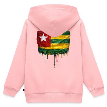Togo Flagge Tropfenkunst - Kinder Premium Organic Zip Hoodie - Rosa - Hinten - AI Model Kid Female (0cm)