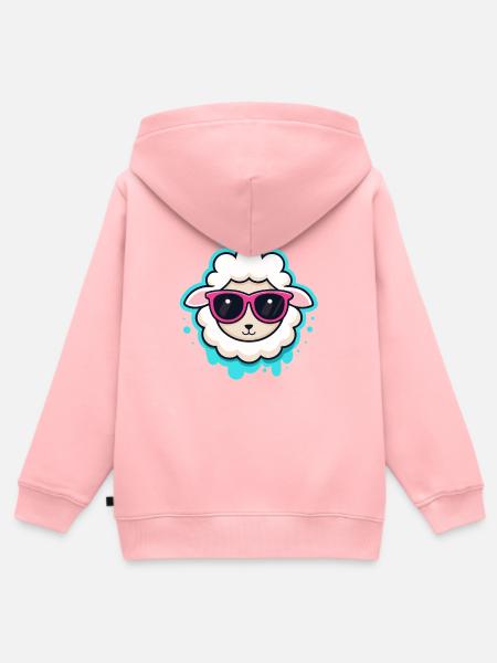 Kawaii-Schaf-Pinkbrille - Kinder Premium Organic Zip Hoodie - Rosa