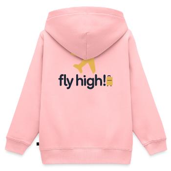 T-shirt Fly High Travel Icon - Sweat Premium à capuche zippé enfant bio - rose - Dos - AI Model Kid Female (0cm)