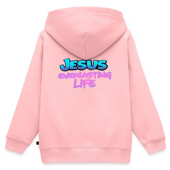 Jesus Everlasting Life Dove Christian Design - Kinder Premium Organic Zip Hoodie - Rosa - Hinten - AI Model Kid Female (0cm)