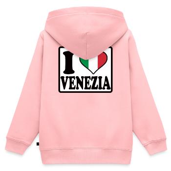 J’adore Venise - Sweat Premium à capuche zippé enfant bio - rose - Dos - AI Model Kid Female (0cm)