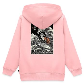 Ukiyo-e Baby Monkey Punch - Kinder Premium Organic Zip Hoodie - Rosa - Hinten - AI Model Kid Female (0cm)
