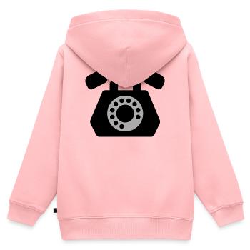 téléphone - Sweat Premium à capuche zippé enfant bio - rose - Dos - AI Model Kid Female (0cm)