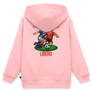 Duel Ball Libero : Partout & Nulle part - Sweat Premium à capuche zippé enfant bio - rose - Dos - AI Model Kid Female (0cm)