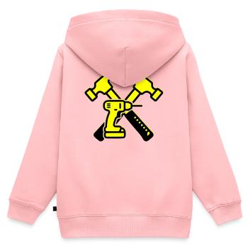 Werkzeug Bohrer Hämmer Gelb - Kinder Premium Organic Zip Hoodie - Rosa - Hinten - AI Model Kid Female (0cm)