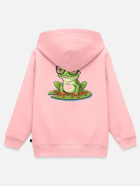 Smart Frog – lustiges Design mit Lunett - Kinder Premium Organic Zip Hoodie - Rosa
