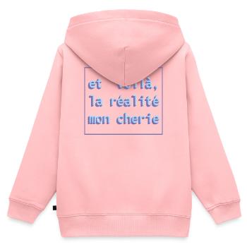 Et voilà, la réalité mon cherie - Kinder Premium Organic Zip Hoodie - Rosa - Hinten - AI Model Kid Female (0cm)