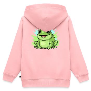Frösch mit Farbspritzer Hintergrund - Kinder Premium Organic Zip Hoodie - Rosa - Hinten - AI Model Kid Female (0cm)