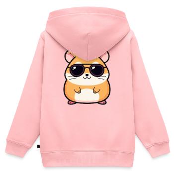 Schicke Hamster-Dunkelbrille - Kinder Premium Organic Zip Hoodie - Rosa - Hinten - AI Model Kid Female (0cm)