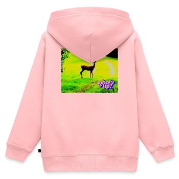 Quoi de neuf - Sweat Premium à capuche zippé enfant bio - rose - Dos - AI Model Kid Female (0cm)