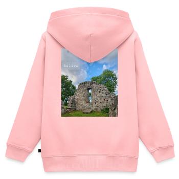 Glauben Sie - Kinder Premium Organic Zip Hoodie - Rosa - Hinten - AI Model Kid Female (0cm)