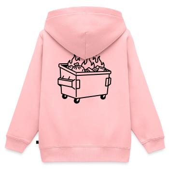 Müllcontainer-Feuer - Kinder Premium Organic Zip Hoodie - Rosa - Hinten - AI Model Kid Female (0cm)