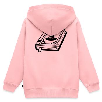 Livre des Sorciers - Sweat Premium à capuche zippé enfant bio - rose - Dos - AI Model Kid Female (0cm)