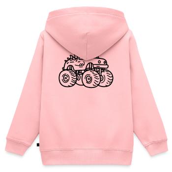 Monstertruck - Kinder Premium Organic Zip Hoodie - Rosa - Hinten - AI Model Kid Female (0cm)