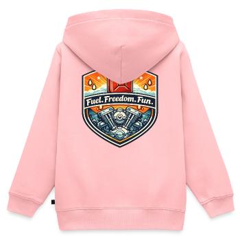 Insigne de Liberté de Carburant Fun - Sweat Premium à capuche zippé enfant bio - rose - Dos - AI Model Kid Female (0cm)