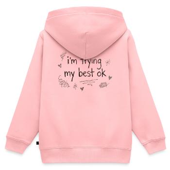 I do my best – handwriting - Kids Premium Organic Zip-up Hoodie - rose - Back - AI Model Kid Female (0cm)
