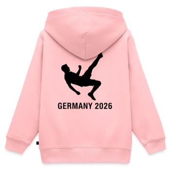 Germany 2026 Fußball Schuss Fan - Kinder Premium Organic Zip Hoodie - Rosa - Hinten - AI Model Kid Female (0cm)