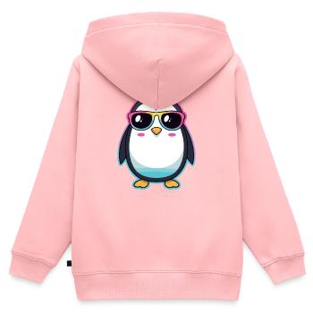 Schicker Pinguin mit Regenbogengläser - Kinder Premium Organic Zip Hoodie - Rosa - Hinten - AI Model Kid Female (0cm)