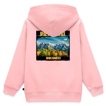 Pustertal Dolomiten - Kinder Premium Organic Zip Hoodie - Rosa - Hinten - AI Model Kid Female (0cm)