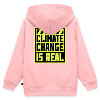 Le changement climatique est la véritable science du changement climatique - Sweat Premium à capuche zippé enfant bio - rose - Dos - AI Model Kid Female (0cm)