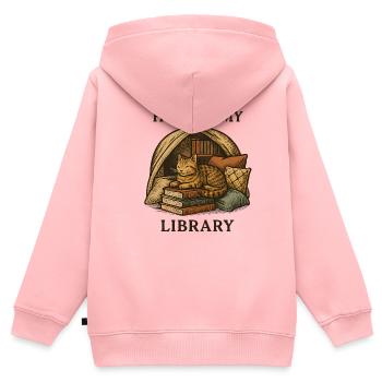 Zuhause ist meine Bibliothek - Kinder Premium Organic Zip Hoodie - Rosa - Hinten - AI Model Kid Female (0cm)