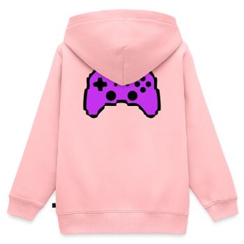 Joueur avec manette rétro - Sweat Premium à capuche zippé enfant bio - rose - Dos - AI Model Kid Female (0cm)