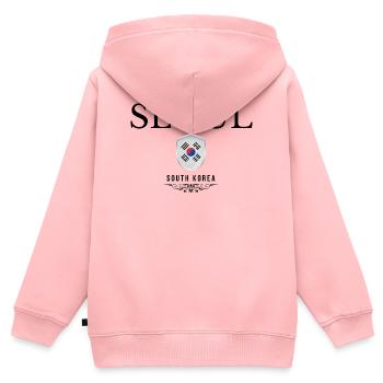 Seoul Souvenir, elegantes Design Seoul - Kinder Premium Organic Zip Hoodie - Rosa - Hinten - AI Model Kid Female (0cm)
