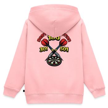 Association de fléchettes 180 - Sweat Premium à capuche zippé enfant bio - rose - Dos - AI Model Kid Female (0cm)