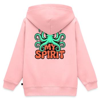 Oktopus Spirit - Kinder Premium Organic Zip Hoodie - Rosa - Hinten - AI Model Kid Female (0cm)