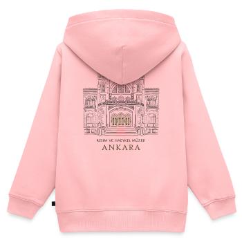 Ankara Kunstmuseum Fassade - Kinder Premium Organic Zip Hoodie - Rosa - Hinten - AI Model Kid Female (0cm)