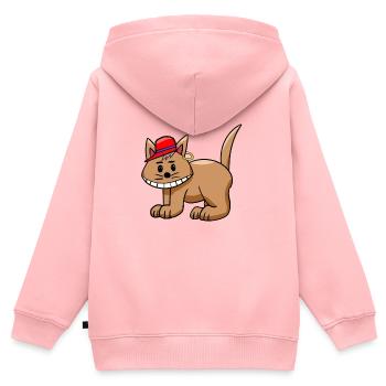 Katze lustig witzig Katzen Teenie - Kinder Premium Organic Zip Hoodie - Rosa - Hinten - AI Model Kid Female (0cm)