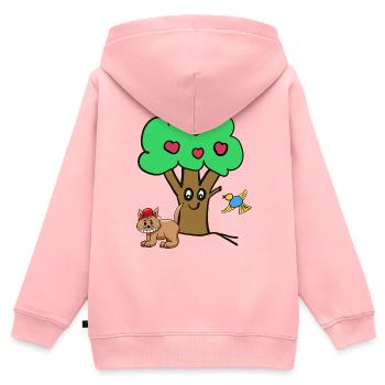 Apfelbaum Katze Vogel Kinder Garten Natur - Kinder Premium Organic Zip Hoodie - Rosa - Hinten - AI Model Kid Female (0cm)