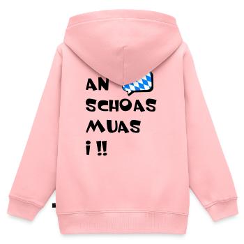 An Schoas muas i. Nen Scheiß muss ich auf bayrisch - Kinder Premium Organic Zip Hoodie - Rosa - Hinten - AI Model Kid Female (0cm)