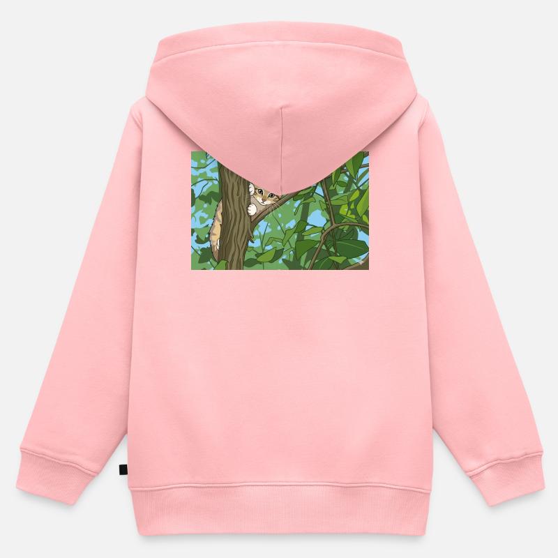 Chat explorant les branches - Sweat Premium à capuche zippé enfant bio - rose
