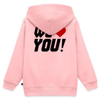 Silhouette en contraste de cœur - Sweat Premium à capuche zippé enfant bio - rose - Dos - AI Model Kid Female (0cm)